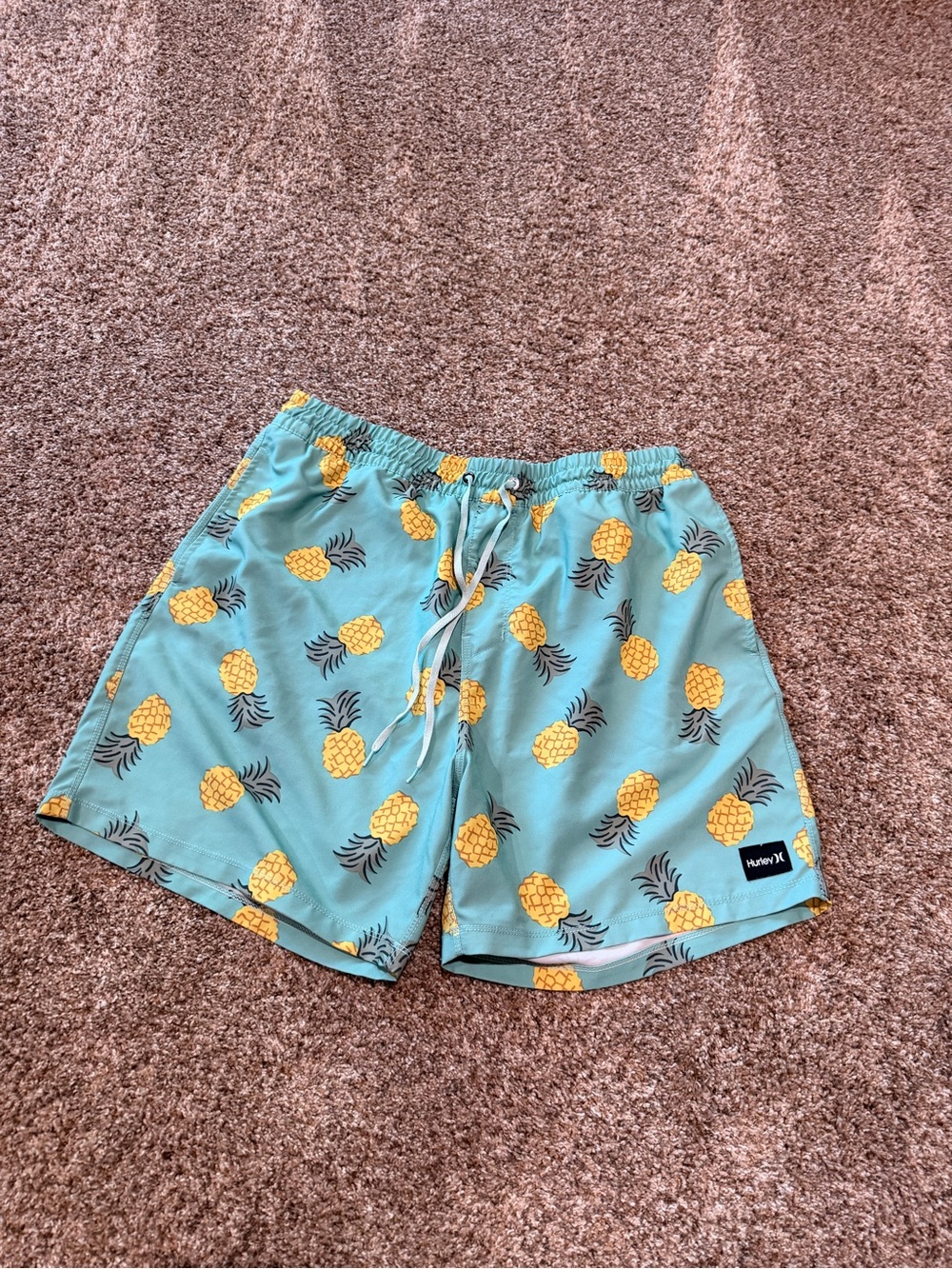 Hurley Aqua Pineapple Print Men's Swim Trunks